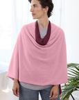 Cashmere Burgundy and Soft Rose Reversible Poncho - Cara Cashmere