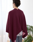 Cashmere Burgundy and Soft Rose Reversible Poncho - Cara Cashmere