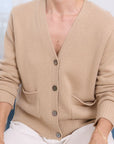 Cashmere Caramel Allure V Neck Cardigan Knit - Cara Cashmere