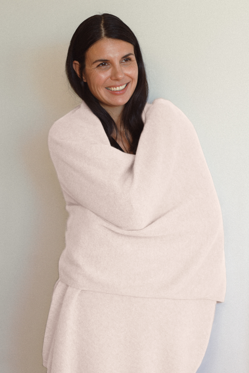 Cashmere Champagne Knit Wrap - Cara Cashmere