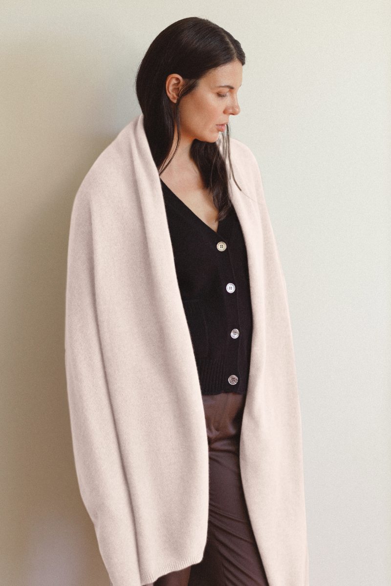 Cashmere Champagne Knit Wrap - Cara Cashmere