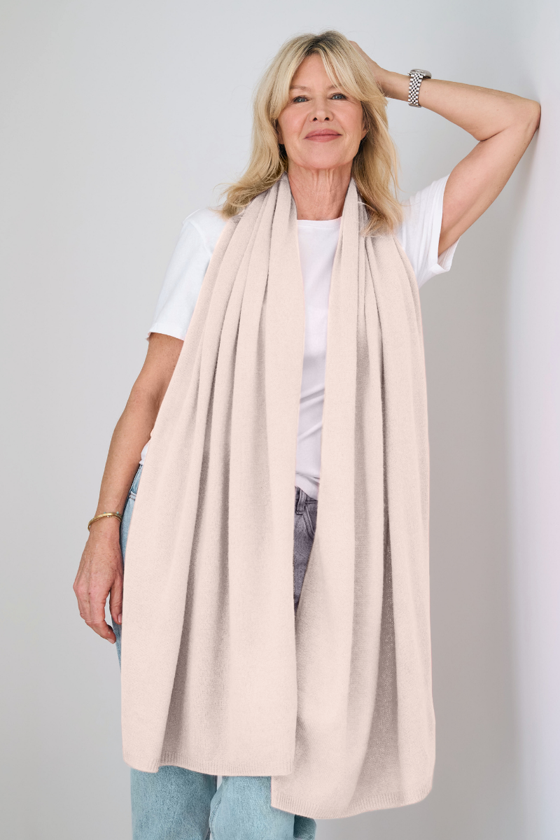 Cashmere Champagne Knit Wrap - Cara Cashmere