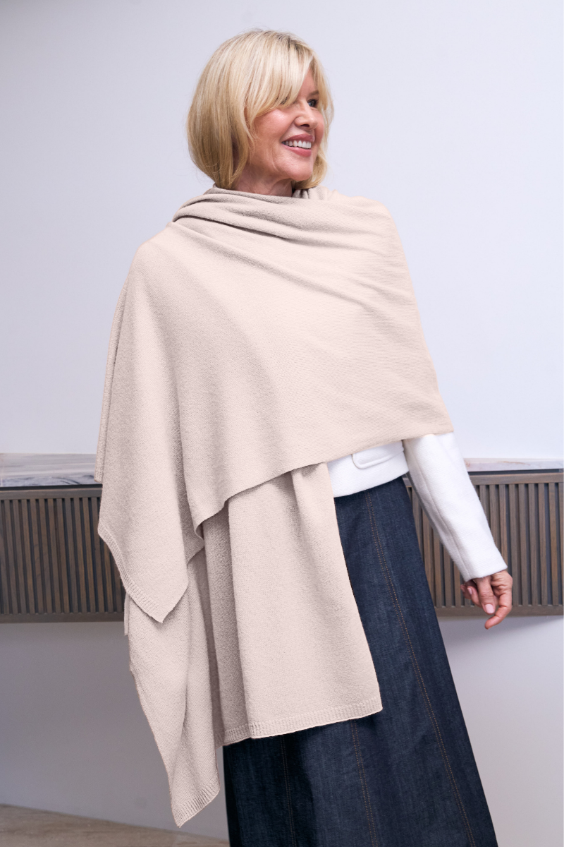 Cashmere Champagne Knit Wrap - Cara Cashmere