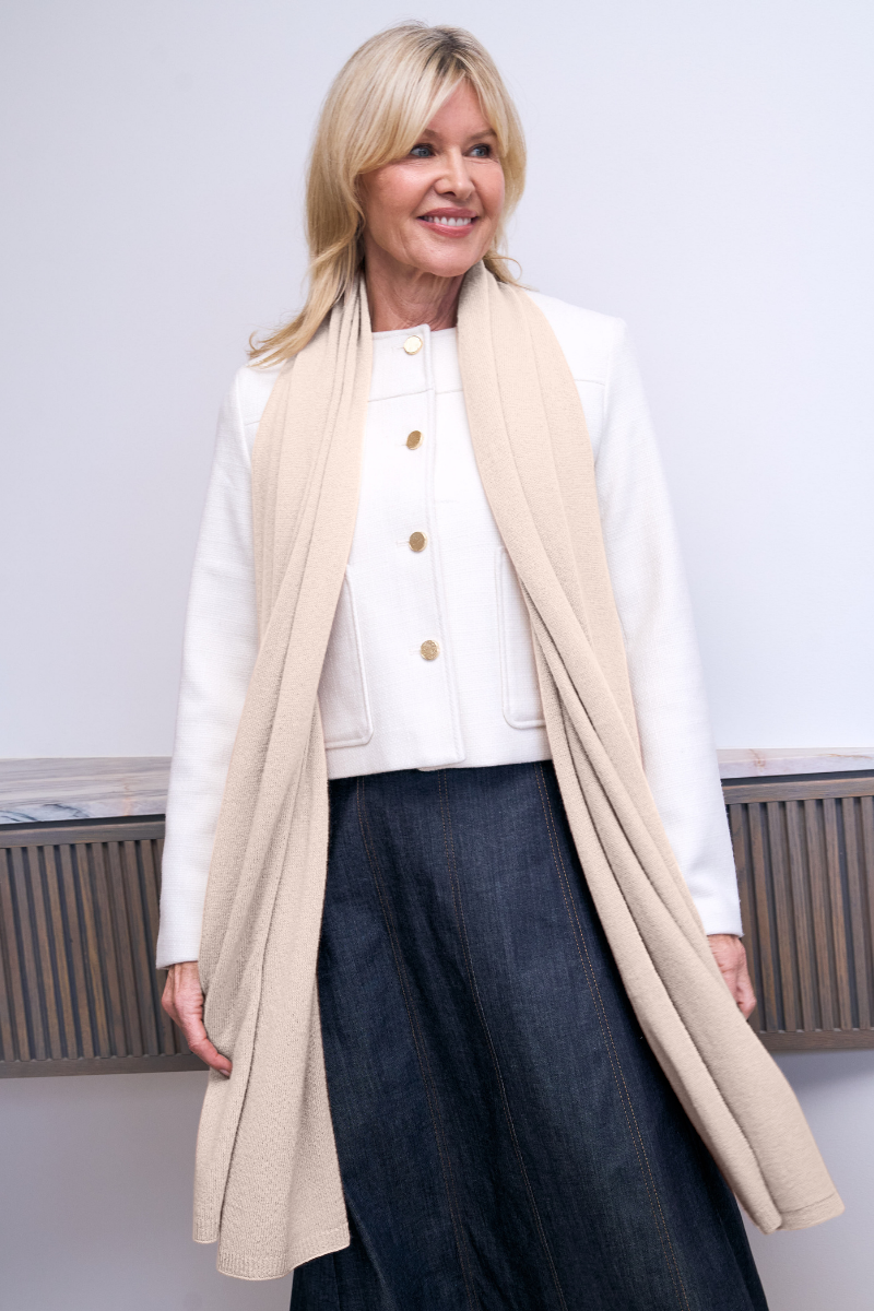 Cashmere Champagne Knit Wrap - Cara Cashmere