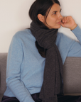 Cashmere Charcoal Knit Wrap - Cara Cashmere