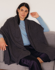 Cashmere Charcoal Knit Wrap - Cara Cashmere
