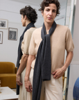 Cashmere Charcoal Knitted Scarf - Cara Cashmere