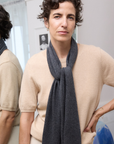 Cashmere Charcoal Knitted Scarf - Cara Cashmere