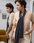 Cashmere Charcoal Knitted Scarf - Cara Cashmere