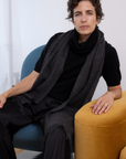 Cashmere Charcoal Lara Scarf - Cara Cashmere