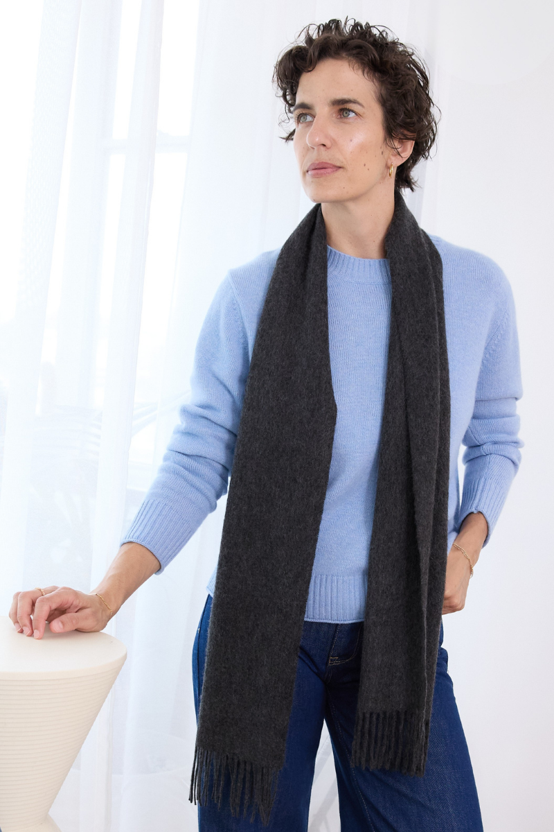 Cashmere Charcoal Lara Scarf - Cara Cashmere