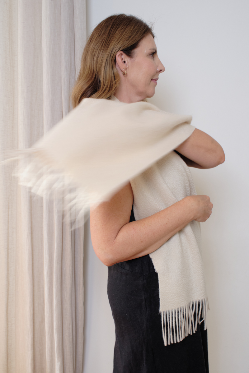 Cashmere Cream Lara Scarf - Cara Cashmere
