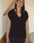Cashmere Eclipse Black V Neck Tank - Cara Cashmere
