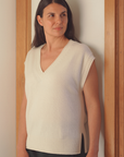 Cashmere Eclipse Ivory V Neck Tank - Cara Cashmere