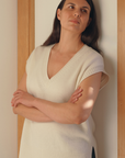 Cashmere Eclipse Ivory V Neck Tank - Cara Cashmere