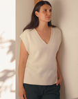 Cashmere Eclipse Ivory V Neck Tank - Cara Cashmere