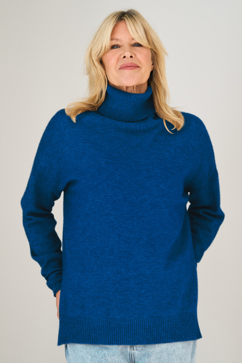 Merino Cashmere Azure Melange Harmony Knit - Cara Cashmere