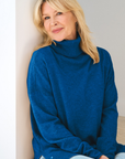 Merino Cashmere Azure Melange Harmony Knit - Cara Cashmere
