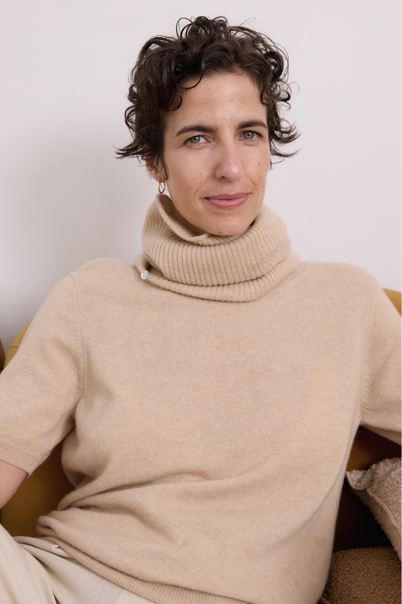 Cashmere Pale Camel Rib Snood - Cara Cashmere