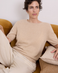 Cashmere Pale Camel Short Sleeve Knit - Cara Cashmere