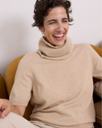 Cashmere Pale Camel Short Sleeve Knit - Cara Cashmere