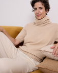 Cashmere Pale Camel Short Sleeve Knit - Cara Cashmere