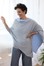 Cashmere Pale Grey and Soft Blue Reversible Poncho - Cara Cashmere