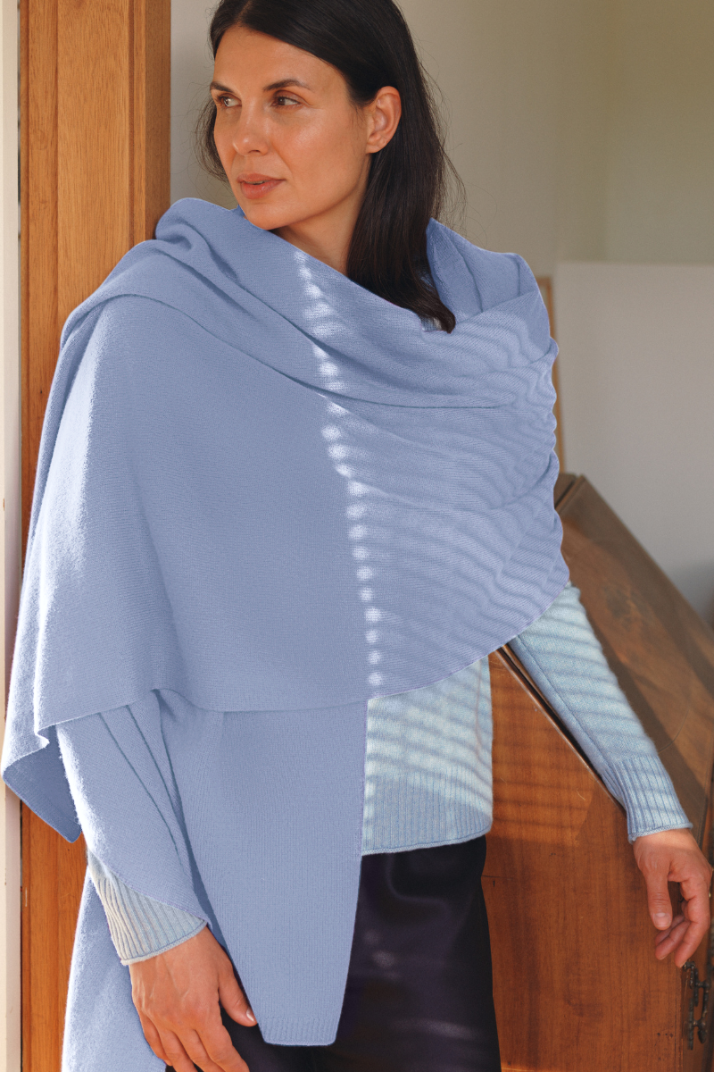 Cashmere Pale Lilac Knit Wrap - Cara Cashmere