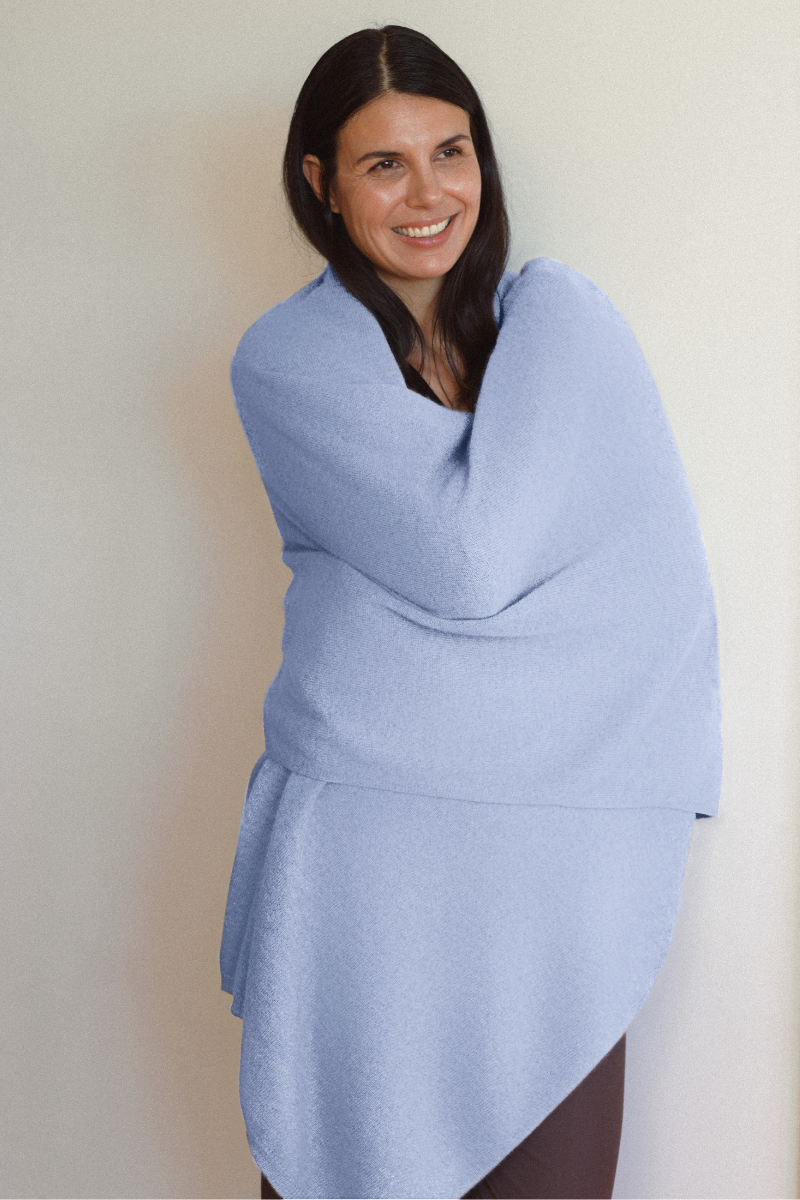Cashmere Pale Lilac Knit Wrap - Cara Cashmere