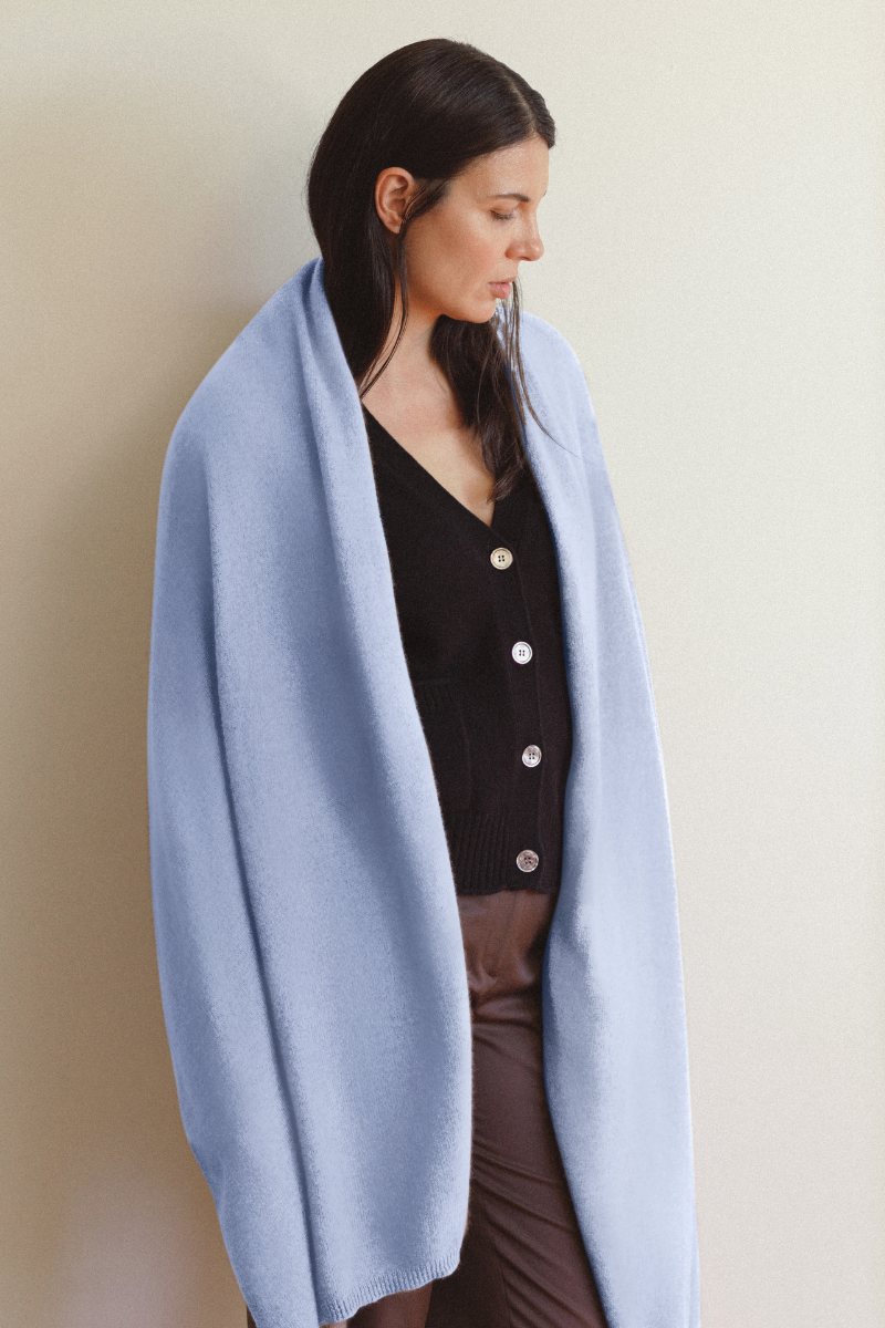 Cashmere Pale Lilac Knit Wrap - Cara Cashmere