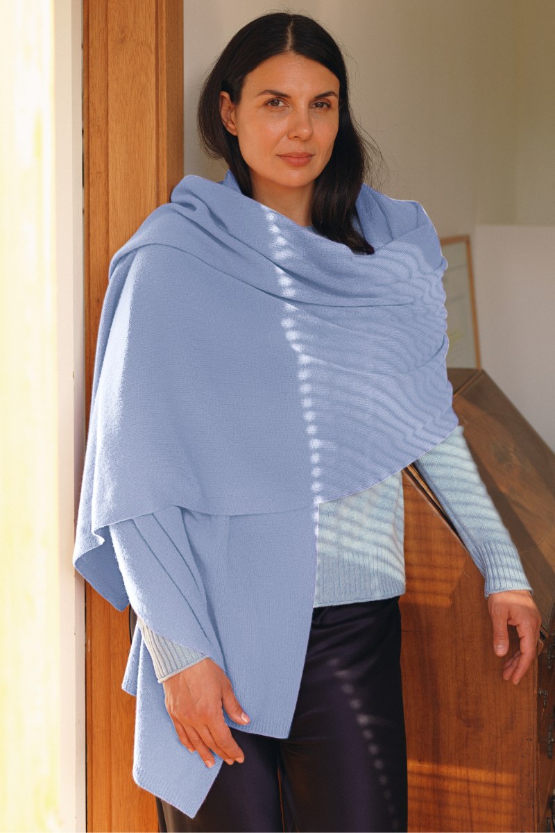 Cashmere Pale Lilac Knit Wrap - Cara Cashmere