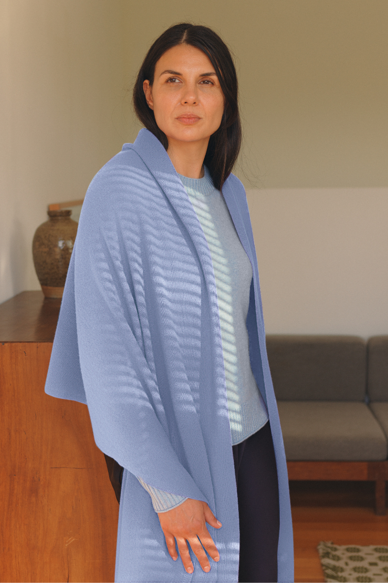 Cashmere Pale Lilac Knit Wrap - Cara Cashmere