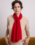 Cashmere Red Knitted Scarf - Cara Cashmere