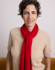 Cashmere Red Knitted Scarf - Cara Cashmere