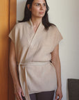Cashmere Pale Camel Elara Sleeveless Cardigan