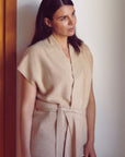 Cashmere Pale Camel Elara Sleeveless Cardigan