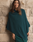 Cashmere Rich Green Melange Poncho Cara Cashmere