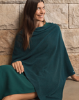 Cashmere Rich Green Melange Poncho Cara Cashmere