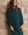 Cashmere Rich Green Melange Poncho Cara Cashmere