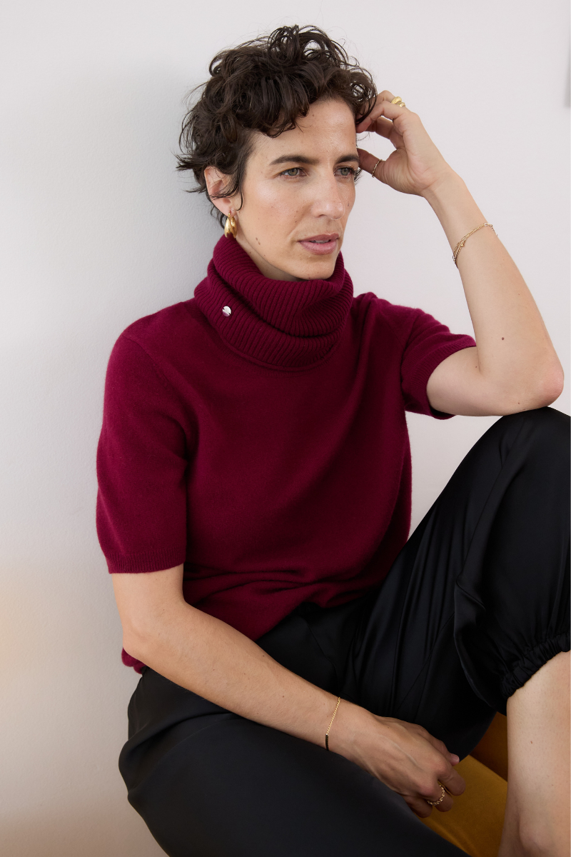 Cashmere Ruby Red Rib Snood - Cara Cashmere