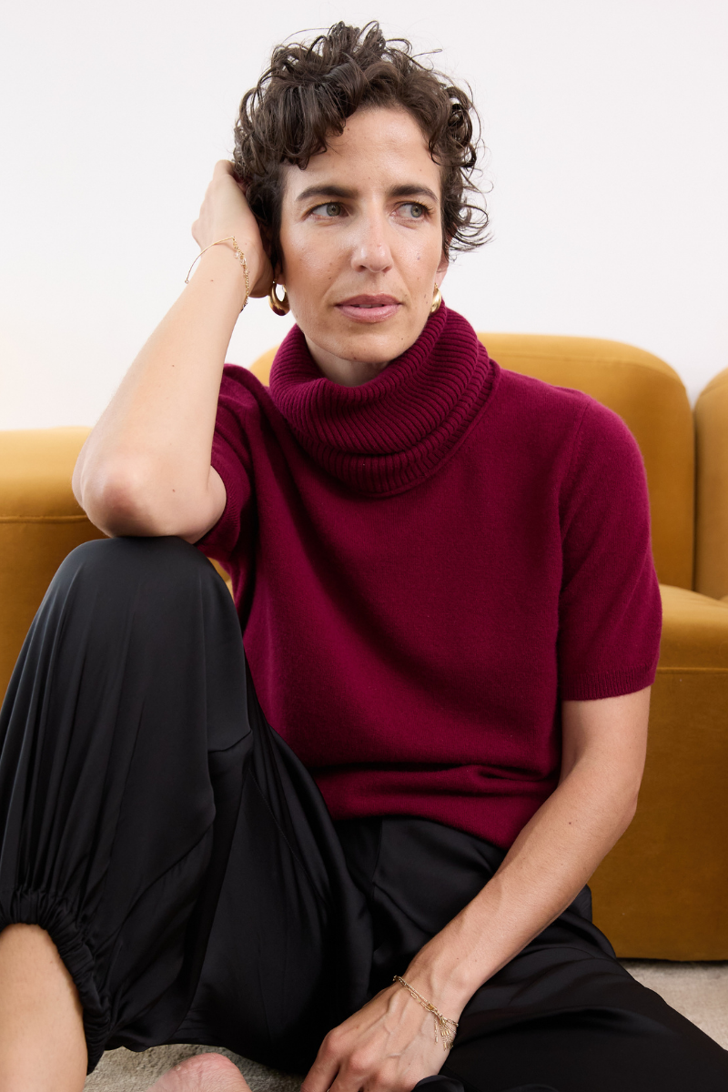 Cashmere Ruby Red Rib Snood - Cara Cashmere