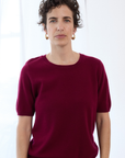 Cashmere Ruby Red Short Sleeve Knit - Cara Cashmere
