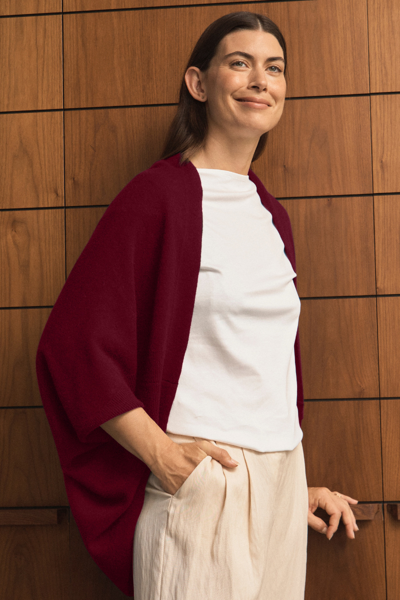 Cashmere Ruby Red Shrug - Cara Cashmere