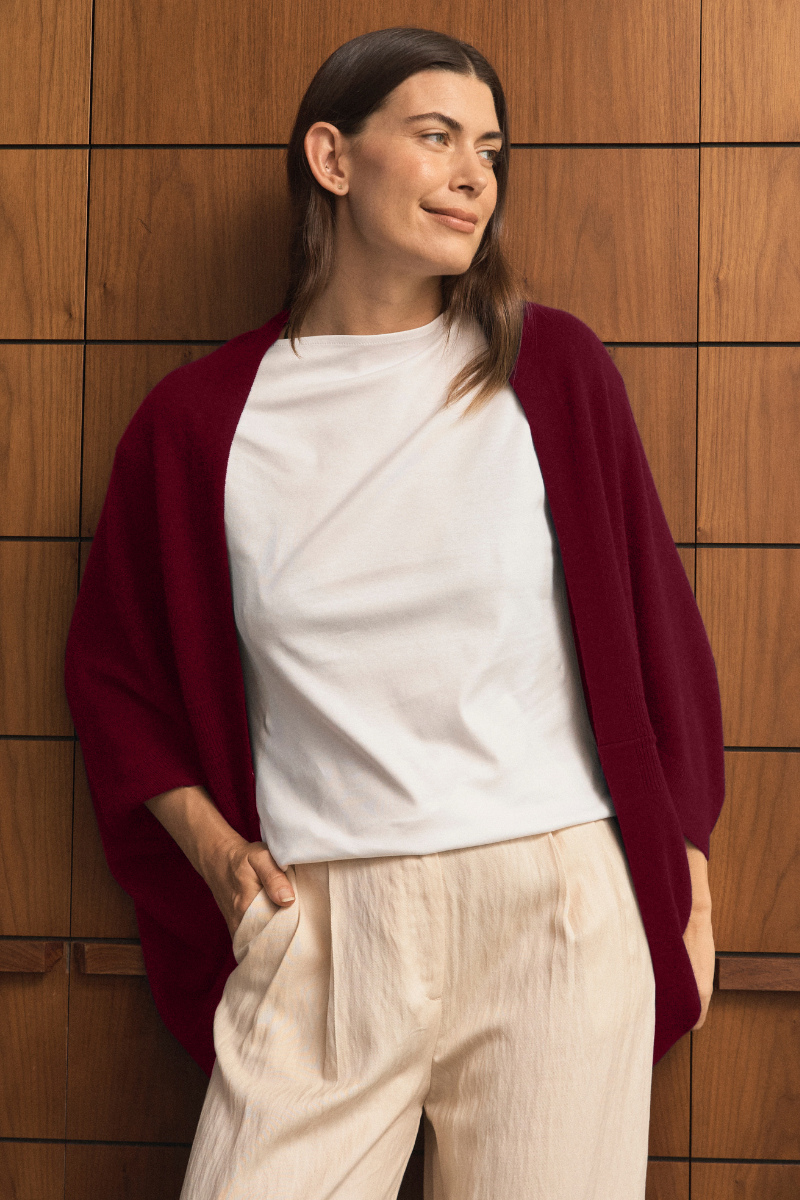 Cashmere Ruby Red Shrug - Cara Cashmere