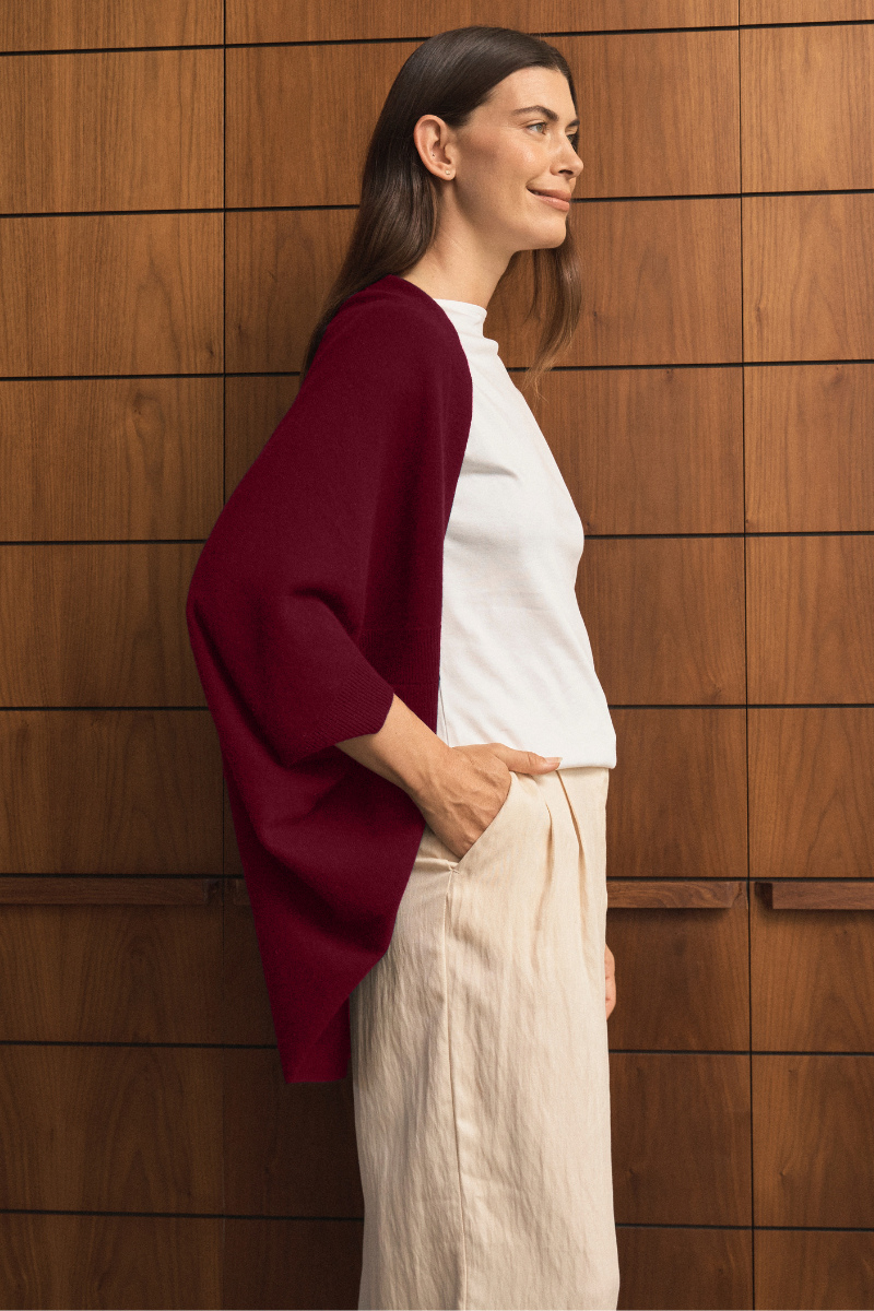 Cashmere Ruby Red Shrug - Cara Cashmere