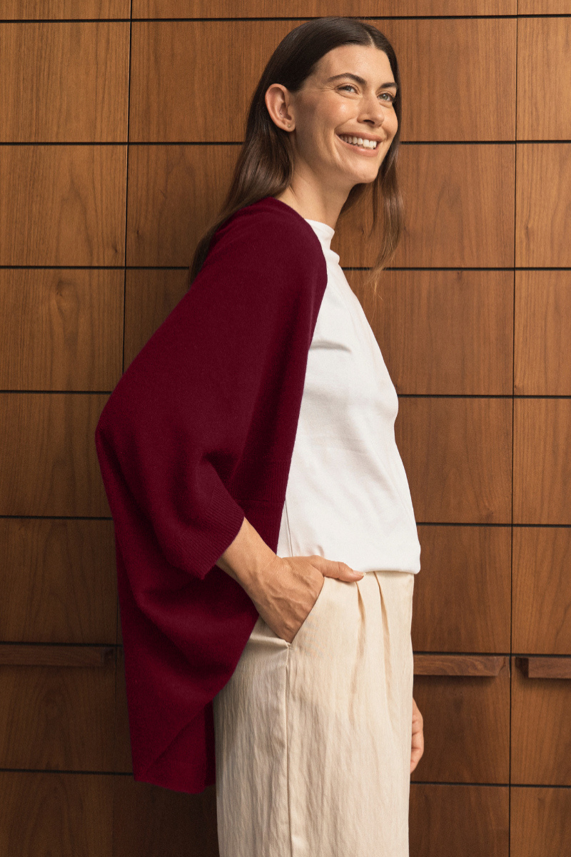 Cashmere Ruby Red Shrug - Cara Cashmere