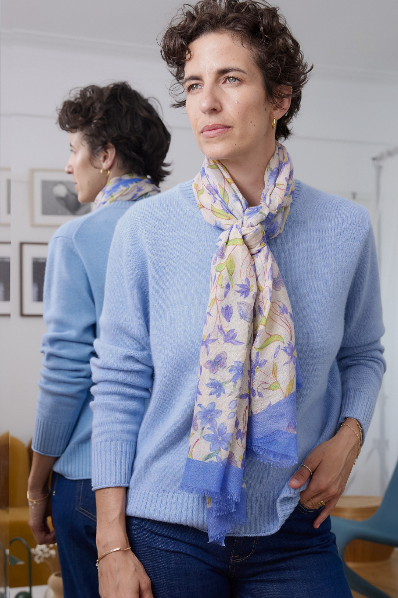 Cashmere Silk "Nodding Lillies" Scarf - Cara Cashmere