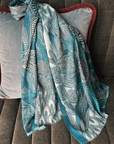 Cashmere Silk Teal Wild Grove Print Scarf