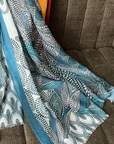 Cashmere Silk Teal Wild Grove Print Scarf