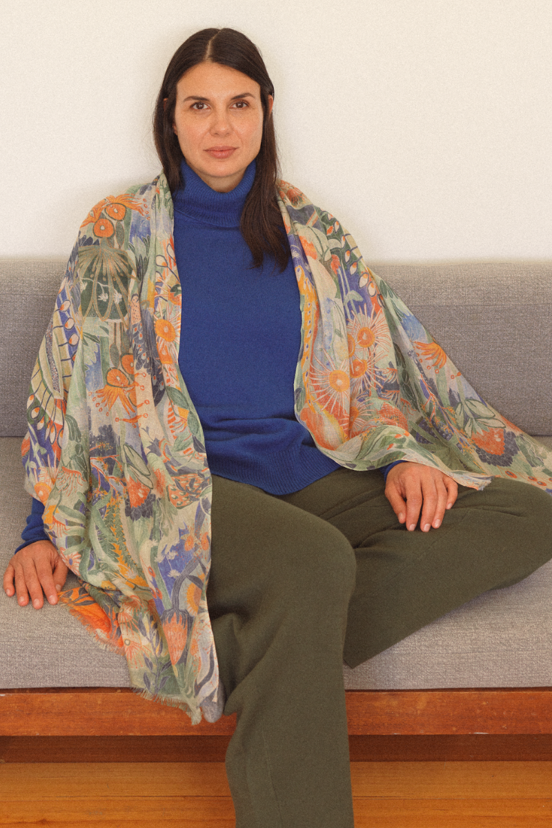 Cashmere Silk "Botanical Gallop" Scarf